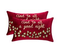 Tosleo Christmas Throw Pillow Cover 12 x 20 inch Set of 2 Christmas Green Leaves Flower Pillow case Party Red Pillowcase Decorations Winter Holiday Cushion Case