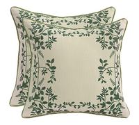 Tosleo Embroidered Throw Pillow Covers 16x16 inch Pack of 2 Surrounding Green Leaves Decorative Pillowcases Farmhouse Cotton Pillow Cushion Cases Boho Home Decor Square Floral Pillow Case
