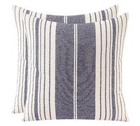 Tosleo Pack of 2 Navy Blue Stripe Pillow Covers 18x18 inch Boho Throw Pillow Covers Couch Decorative Pillow Cases Woven Textured Linen Neutral Boho Cushion Cover Farmhouse Decor