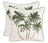 Tosleo Pack of 2 Summer Cushion Covers, 45 x 45 cm, Green Tropical Palm Trees, Boho Cushion Cover, Decorative Cushion Covers, Decoration for Sofa, Bedroom, Farmhouse, Living Room