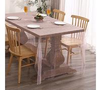 Tosleo Pink Table Cloth with Pearl Valentine's Day Table Decor Tulle Mesh Fabric Chiffon Tulle Romantic Tablecloth for Wedding Birthday Party Arch(55 x 70 Inch)