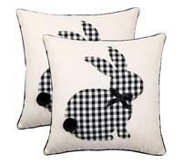 Tosleo Set of 2 Easter Bunny Throw Pillow Cover Cotton Linen 18 x 18 Inch White Rabbit Pink Cushion Cover Case Pillowcases for Women Sofa Couch Garden Patio Home Livingroom Spring Decor(45 x 45 cm)