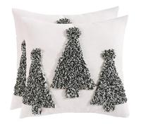 Tosleo Winter Pillow Covers Three Green Christmas Trees Set of 2 Throw Pillow Cover Cotton 18 x 18 Inch Xmas Party Decorations Winter Holiday Soft Cushion Case for Sofa Couch Bed Living Room