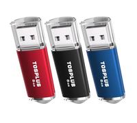 TosMemo 3Pack 8GB USB 2.0 Flash Drive 8GB Thumb Drive Memory Stick Jump Drive (Black/Red/Light Blue)