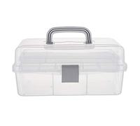 Tosnail 12 Inch 3 Layers Plastic Craft Organizer Box Storage Container Carrying Case for Sewing, Painting, Arts - Clear