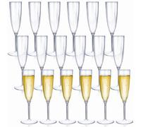 Tosnail 18 Pack 6oz Plastic Champagne Flutes Champagne Glasses, 180ml Resuable Plastic Wine Glasses, Clear Wine Cups, Tall Drinking Cups for Parties