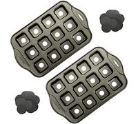 Tosnail 2 Pack 12 Cavity Mini Cheesecake Pan with Removable Bottom, All Edges Brownie Pans, Square Cupcake Muffin Pan, Small Bread Loaf Mold - Square