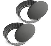 Tosnail 2 Pack Deep Tart Pan, 9.5" x 2" Quiche Pie Pan with Removable Loose Bottom, Fluted Baking Pan