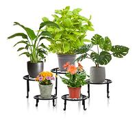 Tosnail 5 Pack Metal Plant Stands for Indoor and Outdoor Planters Stand Flower Pots Holder Beverage Dispenser Stand Pumpkin Short Stand for Floor and Tabletop Decoration - Assorted 5 Sizes