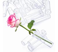 Tosnail 50 Pack Floral Water Tubes, 4" Flower Stem Holder, Single Plant Tubes, 60ML Large Capacity Flower Water Vials for Fresh Flower Arrangements