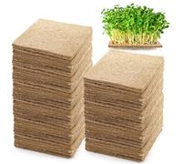 Tosnail 80 Pack 5 x 5 Inches Hemp Grow Mats, 12.5cm Jute Fiber Grow Mats, Sprouting Mat, Hemp Pads for Indoor Microgreens Growing, Wheatgrass Sprouts