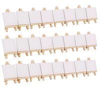 Tosnail ART_EASEL 24 Pack 3" x 3" Mini Canvas and Easel Set, Tabletop Wooden Display Stand for Artist, Students, Adults, Kids Painting