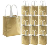 Tosnail Set of 40 Glossy Gold Grocery Bags, Reusable Party Bags, Non-Woven Gift Bags, Present Bag Gift Bag for Weddings, Birthdays, Event, Favour Baby Shower,10x8 inch