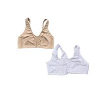 TOSOFT 2 Pairs Of Women's Supportive Bras With Pockets For Mastectomy Surgical Recovery For Many Kinds Of Breast Prosthesis(White+Nude,S)