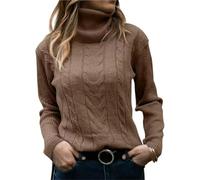 TOSOFT High Neck Knit Sweater For Women Fall Winter Long Sleeve Soft Warm Knitted Pullover Womens Christmas Sweaters Tops(Dark Brown,S/Small)