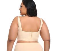 TOSOFT Plus Size Full Coverage Bras For Large Busted Women Deep V Push Up Hide Back Side Fat Sculpting Uplift Bra Underwear (Color : Nude, Size : 105/46D)