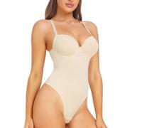 TOSOFT Sexy Spaghetti Strap Bodysuit For Women Plus Size Backless Body Shaping Jumpsuits Women's Thong Shapewear Bodysuits (Color : Skin, Size : XXL/XX-Large)