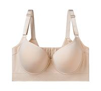TOSOFT Womens Big Breast Full Back Coverage Bras Plus Size Hide Back Side Fat Vest Sports Bra Corset Top For Female (Color : Beige, Size : 115/50C)