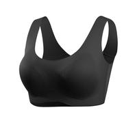 TOSOFT Womens Comfortable Support Real Silk Bra with No Wires Seamless Full Coverage Latex Cup Pads Sleep Sports Bralette(Black,L)