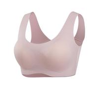 TOSOFT Womens Comfortable Support Real Silk Bra with No Wires Seamless Full Coverage Latex Cup Pads Sleep Sports Bralette(Bean Paste,L)