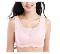 TOSOFT Womens Comfy And Supportive Camisole Mastectomy Bras Sexy Lace Prosthetic Bra For Elderly Mother Post-op Care(Pink,85/38B)