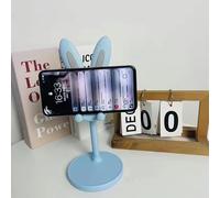 TOSOPA Cute Bunny Adjustable Phone Stand for Desk, Foldable Height & Angle Desktop Mobile Holder, Anti-Slip Stable Cradle Compatible with iPhone Samsung Phones for Video Watching (Blue)