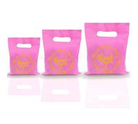 TOSPARTY 100 PCS 3 Sizes Thank you Plastic Merchandise Bags Shopping Bags with Handle Retail Bags Gift Bags for Boutique Die Cut Bags for Small Business Thanksgiving Day bags