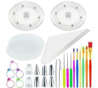 TOSPARTY 56 PCS Cookie Decorating Kit Supplies Including Acrylic Cookie Turntable Cookie Decoration Brushes Cookie Scribe Needle Piping Bags Icing Tips for Cookie Cupcake Cake Decoration