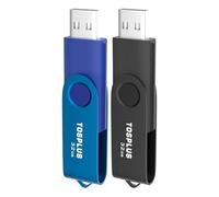 TOSPLUS 2 Pack 32GB USB Flash Drive USB 2.0 Thumb Drives Memory Stick Data Storage Jump Drive Swivel Design (Black/Blue)