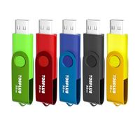 TOSPLUS 5 Pack 32GB USB Flash Drive USB 2.0 Thumb Drives Memory Stick Data Storage Jump Drive Swivel Design (Black/Green/Blue/Red/Gold)