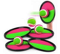 Toss and Catch Ball Game Set, 4 Paddles & 4 Balls, Outdoor Beach & Garden Toys for Kids Ages 3+ & Family, Fun Sticky Ball Catch Game for Hand-Eye Coordination & Activities