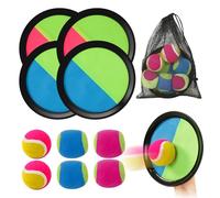 Toss and Catch Ball Set, Garden Beach Toy Gmae with 4 Sticky Paddles, 6 Balls, Storage Bag, Ball and Catch Game Outdoor Family Toy for Lawn, Park Games, Develops Hand-eye Coordination for Kids Adults