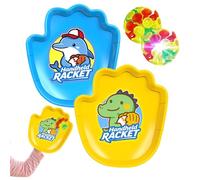 Toss and Catch Ball Set | Handheld Racket Outdoor Throwing Toy | Light-Up Sticky Ball and Catch Game | for Playground Beach Yard Outside Kids Boys Girls