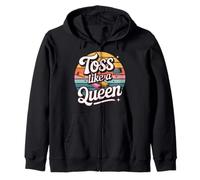 Toss Like A Queen Colorful Cornhole Fun Zip Hoodie