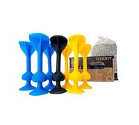 TOSSIT Suction Cup Darts, Toss Game Perfect Family and Party, Silicone Throwing Game for Backyard, Indoor and Outdoor Fun, Starter Pack, Blue Yellow