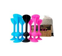 TOSSIT Game suction cup darts, indoors outdoors bowls, bocce, petanque, throwing game, powerful and durable silicone, floor or vertical surface, Pink Blue