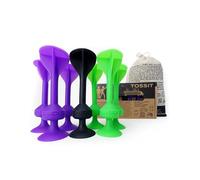 TOSSIT Game suction cup darts, indoors outdoors bowls, bocce, petanque, throwing game, powerful and durable silicone, floor or vertical surface, Purple Green