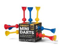 TOSSIT Mini Darts, Suction Cup Darts, Toss Game Perfect Family and Party, Silicone Throwing Game for Backyard, Indoor and Outdoor Fun, 9 Darts, 3 Colors, Classic Edition, Red Blue Yellow