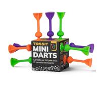 TOSSIT Mini Darts, Suction Cup Darts, Toss Game Perfect Family and Party, Silicone Throwing Game for Backyard, Indoor and Outdoor Fun, 9 Darts, 3 Colors, Neon Edition, Orange Purple Green