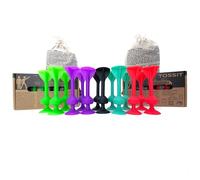 TOSSIT Suction Cup Darts, Toss Game Perfect Family and Party, Silicone Throwing Game for Backyard, Indoor and Outdoor Fun, Twin Pack, Red Cyan Purple Green