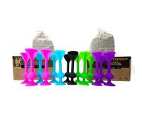 TOSSIT Suction Cup Darts, Toss Game Perfect Family and Party, Silicone Throwing Game for Backyard, Indoor and Outdoor Fun, Twin Pack, Pink Blue Purple Green