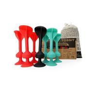 TOSSIT Suction Cup Darts, Toss Game Perfect Family and Party, Silicone Throwing Game for Backyard, Indoor and Outdoor Fun, Starter Pack, Red Cyan