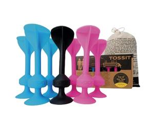 TOSSIT Suction Cup Darts, Toss Game Perfect Family and Party, Silicone Throwing Game for Backyard, Indoor and Outdoor Fun, Starter Pack, Pink Blue