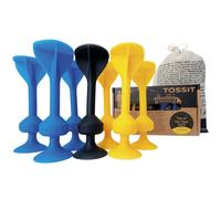TOSSIT Suction Cup Darts, Toss Game Perfect Family and Party, Silicone Throwing Game for Backyard, Indoor and Outdoor Fun, Starter Pack, Blue Yellow
