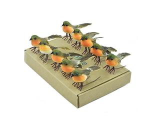 ToSSme 10PCS SMALL Robin Bird Christmas Tree Decoration Craft VERY CUTE Artificial Feather,Orange,4.5cm x 4.0cm x 2.0cm