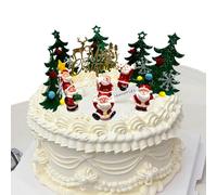 ToSSme Tumbling Santa Cake Decorations - Set of 12 Festive Santa Claus in the Forest