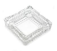 TOSSOW Glass Square Ashtray, Crystal Large Ashtray for Cigarettes Outdoor, Clear Ash Tray Holder Home Office Decorative(5.7inch*5.7inch)