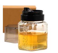 TOSSOW Honey Dispenser Glass Honey Jar Syrup Dispenser Jar Container with Lid and No Drip Plastic Pour Spout, Oil Dispenser Vinegar dispenser for Home Cooking (250ml) black