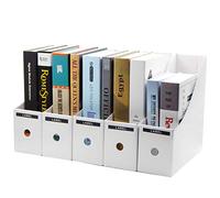 TOSSOW Kraft Paper Storage Box 5pcs Magazine Holder Table Storage Box for Home Office Magazine Rack Files Folder Filling Rack Box(White)