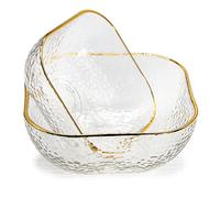 TOSSOW Square Glass Mixing Bowl Set of 2, Serving Bowls All Purpose Transparent Salad Bowls, for Fruit, Snacks, Sauces, Popcorn and More